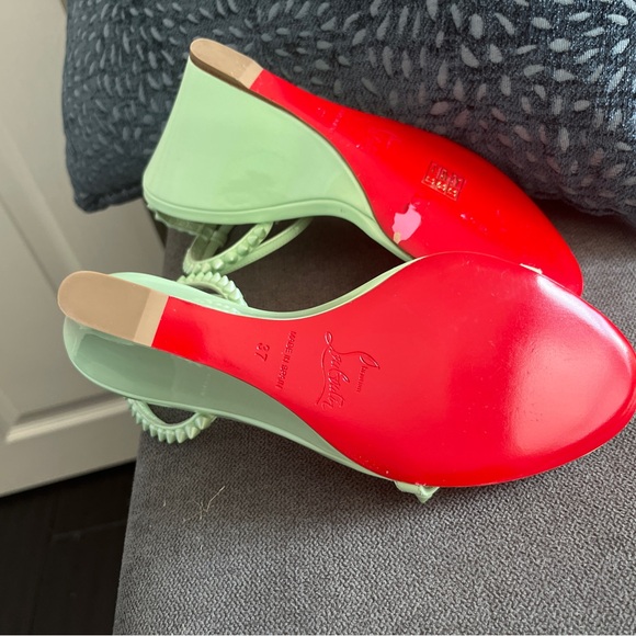 Christian Louboutin So Me 85 studded patent-leather wedge sandals - Picture 1 of 10